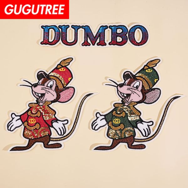 

gugutree sequins embroidery big mouse patch animal cartoon patches badges applique patches for clothing fd-34, Black