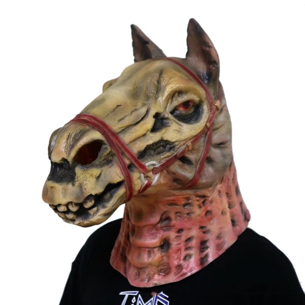 

skull horse head style mask melting face latex costume halloween scary animal costume theater prank crazy party halloween