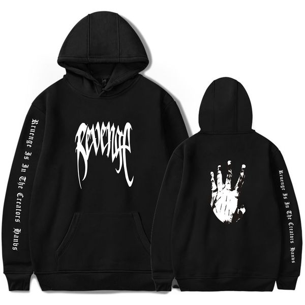 

casual hoodies revenge xxxtentacion hoodie sweatshirts men women long sleeve hip hop hoodies harajuku pullover coat clothes, Black