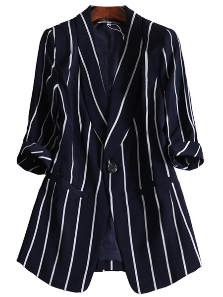 

fanan-n017 cross-border net red 2020 new large size women's clothing is thin and casual casual striped suit jacket ladies, Tan;black