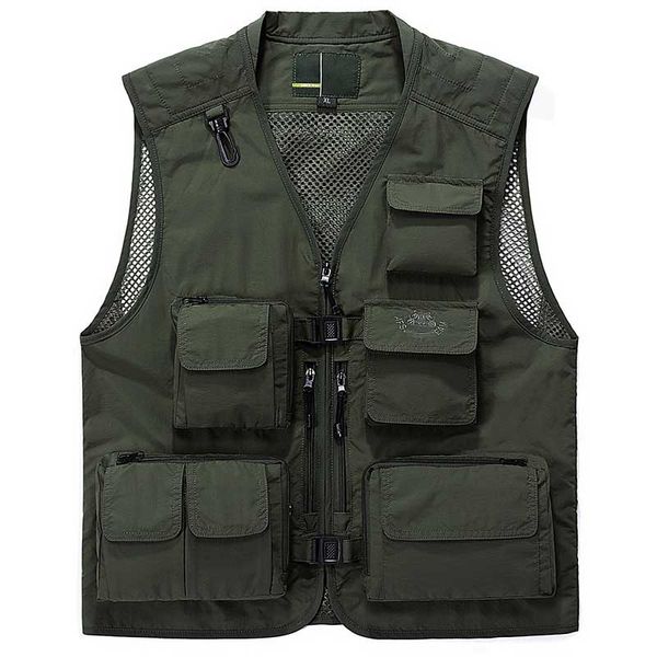 

новая мода лето многие карманные mesh vest men quick dry жилеты свободный свободный человек жилет плюс размер, Black;white