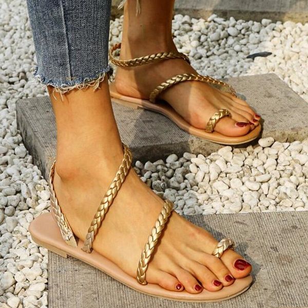 

2020 new women's beach sandals summer women shoes woven flat heel slides roman shoes fashion loafers woman sandalias mujer, Black