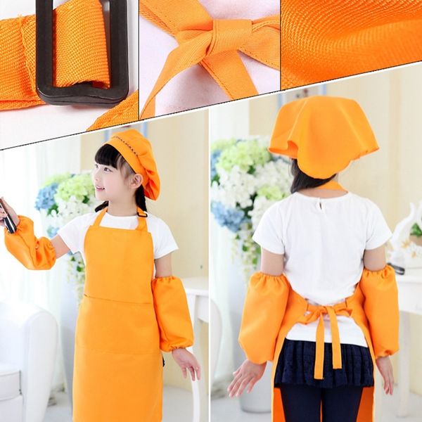 

дети полное фартук bib установить с карманом и hat рукава craft кухни шеф-поварского искусства дети diy одежда wine red другое уборка organi