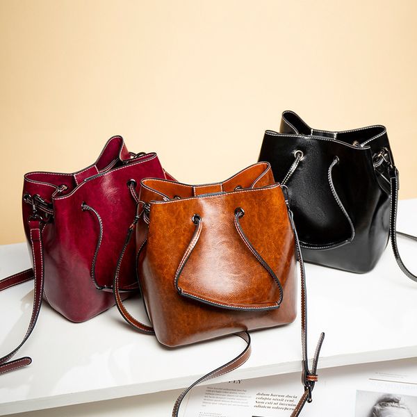 

ladies shoulder bag bucket bag messenger retro ladies 2020 new fashion drawstring