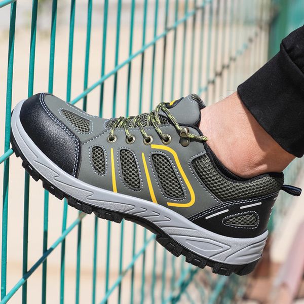 

steel toe safety work shoes boots men breathable light comfortable low-cut protect foot anti smashing puncture proof shoes, Black