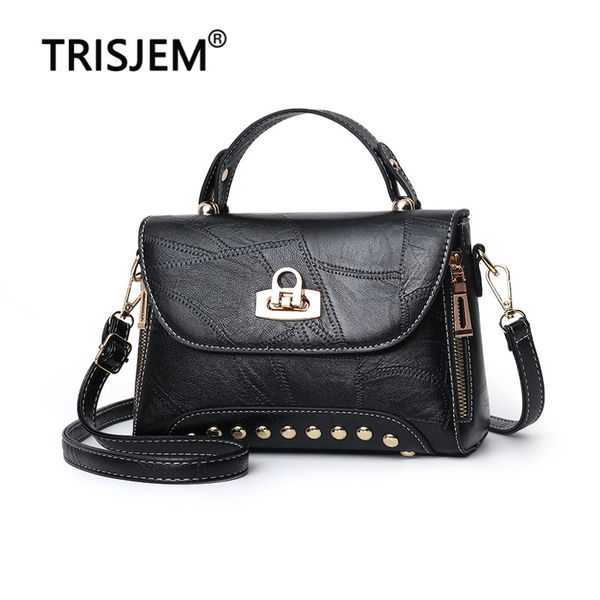 

fashion rivet women crossbody bag quality pu leather bags for women fmaous brand 2019 lock female black shoulder messenger bag