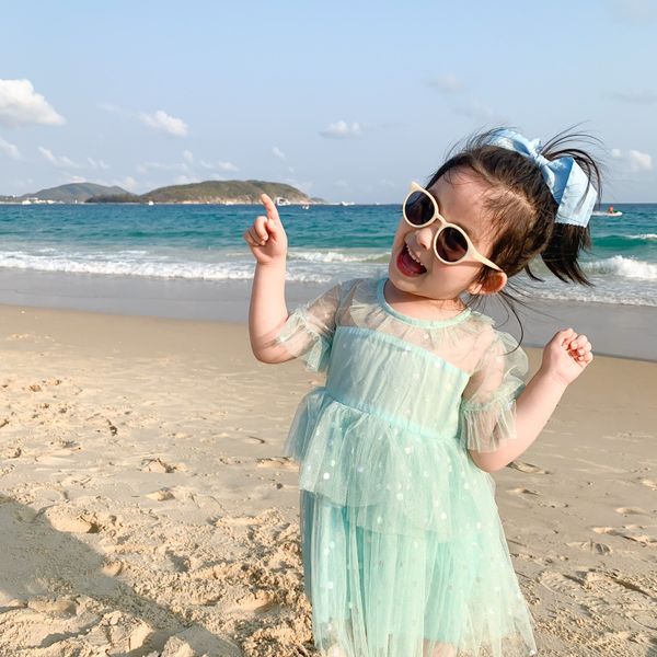 

milancel 2020 new girls clothes kids dress for girls lace collar summer outfit sequins dress, Red;yellow