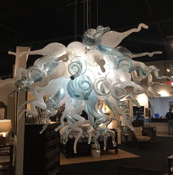 

hand blown glass pendant lighting chandelier modern led bulbs white and blue murano glass pendant lighting lamp