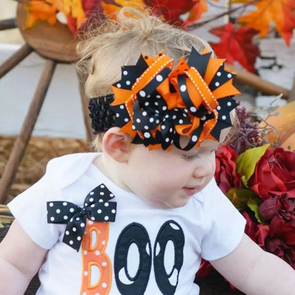 

halloween twin bow hand made with wide band baby headband halloween decorations baby dressing 10pcs/lot