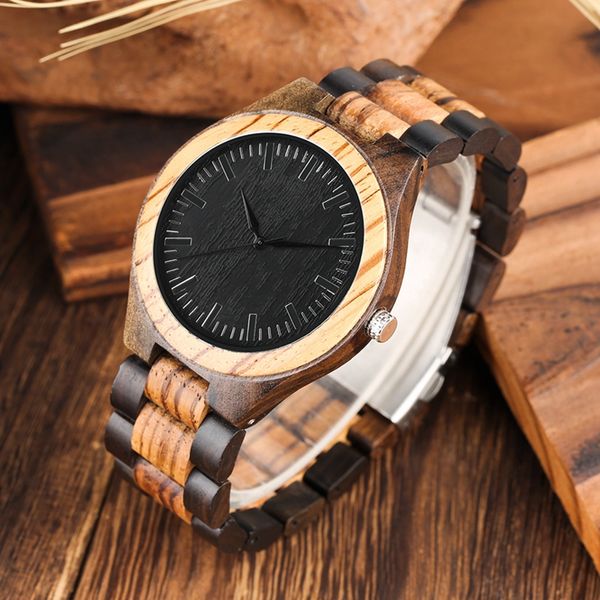 

men's watch handmade bamboo wooden watch men quartz full wood band analog man wristwatch gifts hours retro wood man clock, Slivery;brown