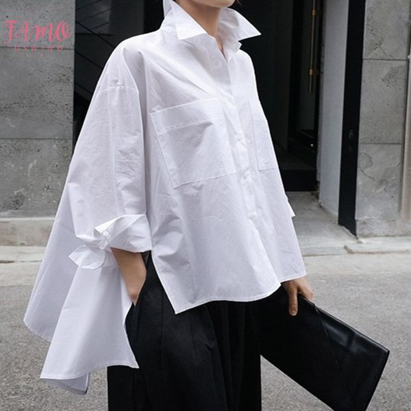 

2019spring and summer new shirt female korean style cotton wild casual blouses and loose pluz size women clothing, White