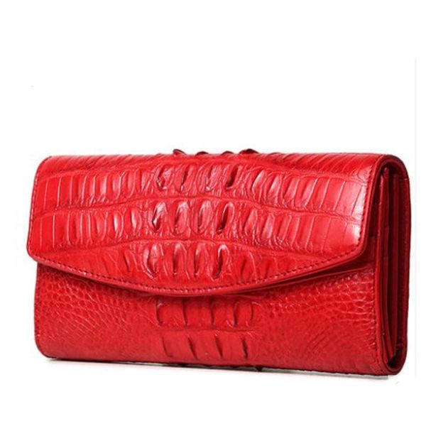 

langhao female bag new product crocodile leather women wallet hand bag cross section square pure color female