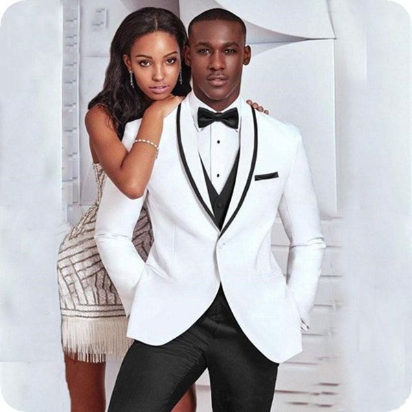 

fashion white men 3 piece suit wedding tuxedos excellent groom tuxedos men business dinner prom party blazer(jacket+pants+tie+vest) 70, Black;gray