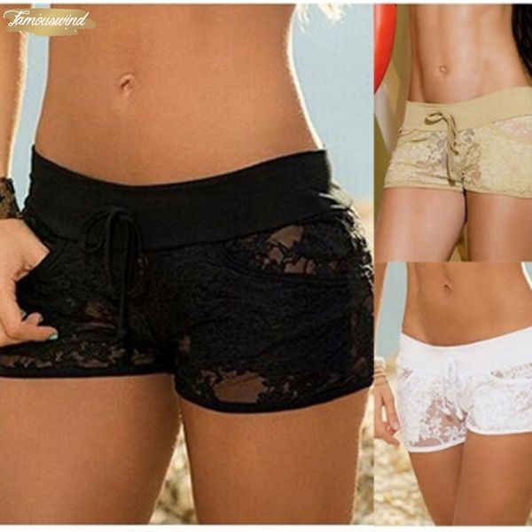 

продажа шорты горячие женщины упругие талии sexy кружева выдалбливают лето эластичный пояс panty sexy управления шорты экзотические boyshort, White;black