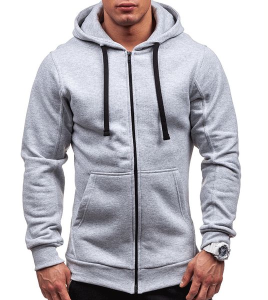 

mans cotton blend active jackets grey blue fleece zipper hoodies simple design fashion outerwear ship, Black;brown
