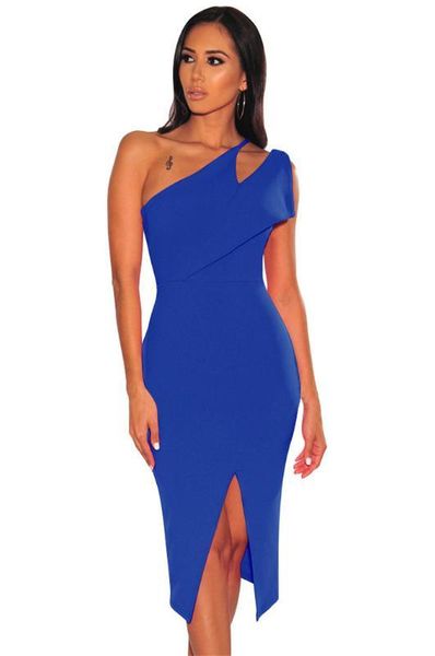 

party dresses ladies panelled pencil dresses designer skinny hollow out bodycon dresses split one-shoulder women, White;black