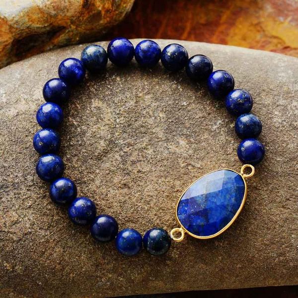 

latest women stretchy bracelets 8mm lapis luzuli black onyx charm elastic beads bracelet natural stone jewelry wholesale, Golden;silver