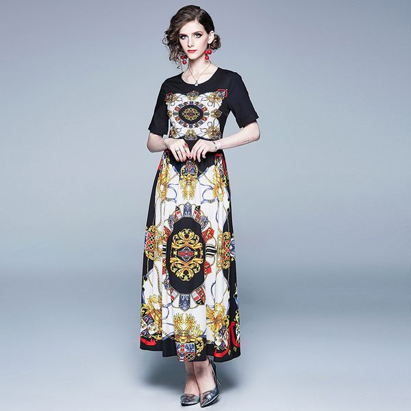 Da Donna Boho Casual Poliestere Manica Corta Festa Sera Beach Maxi Dress