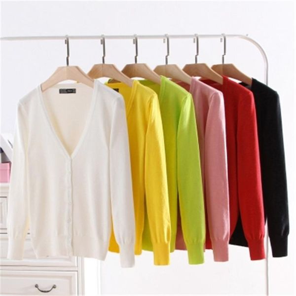 

sweater knitted cardigan button jacket 2020 autumn v-neck loose large size long sleeve casual for women sweater 4xl pz2993, White