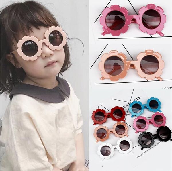 

new girls flower sunglasses summer boys round frame uv protection eyeglasses outdoor kids travel beach eyewear, Blue
