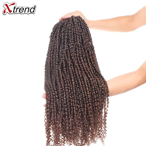 

xtrend 22 inch 55.88cm pre twisted passion twist synthetic twists crochet hair long ombre braids crotchet braid fluffy braiding