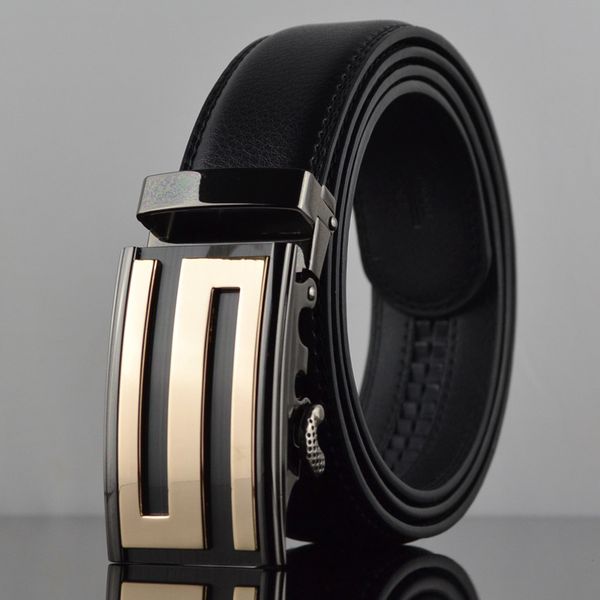 

kaweida letter s metal automatic buckle genuine leather belt belts for men 2018 fashion men's leather business belt, Black;brown