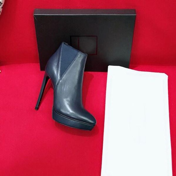 

luxury new womens high heel 130mm ankle boot fashion knight full grain cow leather boots size 35-40, Black