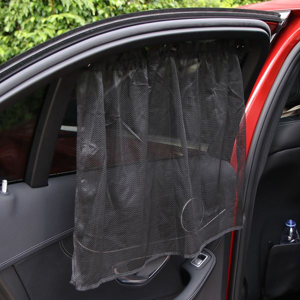 

2pcs mesh cloth car interior side car window sunshade curtain uv protection with suction cups breathable