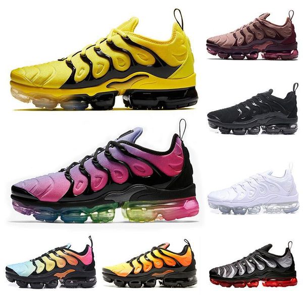

2019 fashion tn plus outdoor shoes opti yellow rainbow smokey mauve triple black grape fades blue mens shoes women designer sneakers d1314