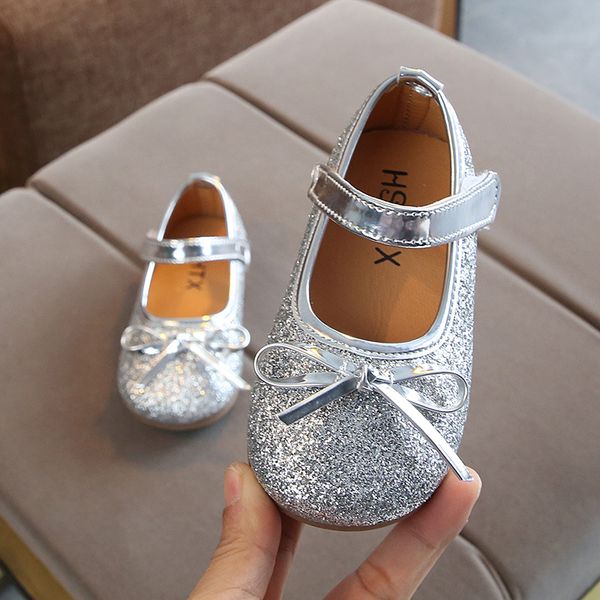 

baby girl shoes toddler girl shoes for children' footwear princess bling bowtie pink child gold silver dress, Black;grey