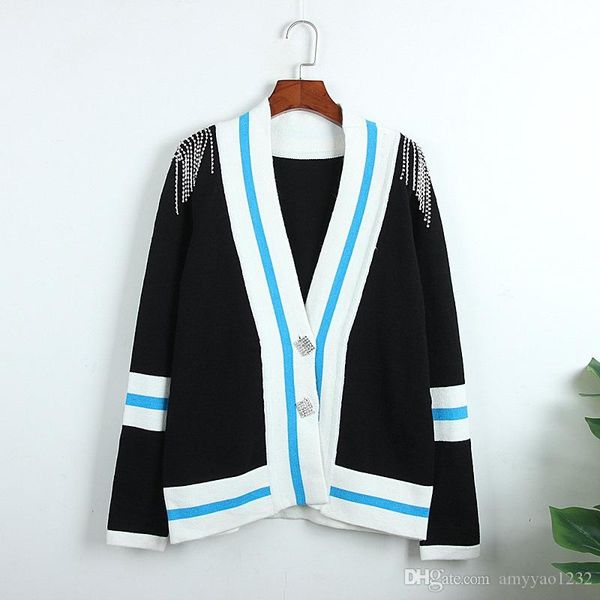 

824 2019 осень флора печати свитер с длинным рукавом круглый вырез черный кардиган роскошная мода женская одежда обшитый панелями топ цянь, White;black