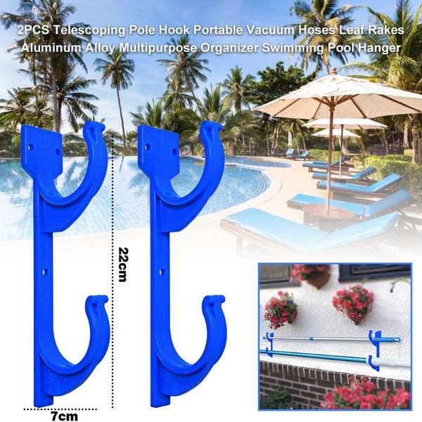 

swimming pool pole hanger set aluminum durable multi purpose hooks kit for leaf rakes skimmers vacuum hoses