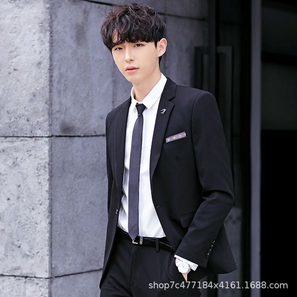 

2019 autumn new leisure suit men's coat korean version of body repair youth suit handsome trend men's coat bb50xz, White;black