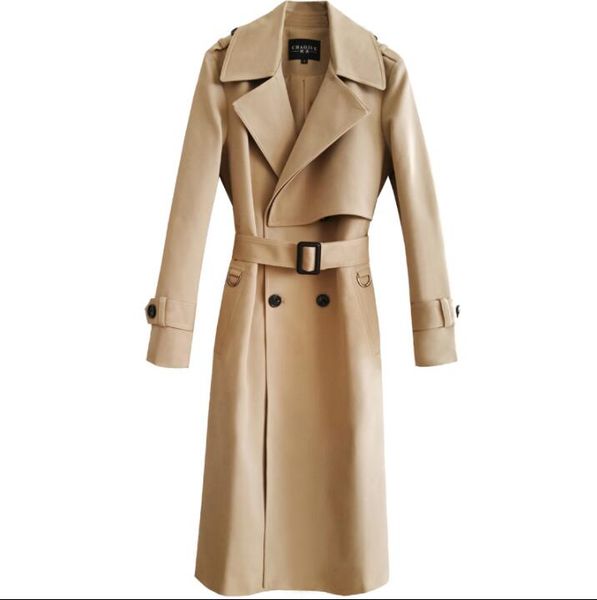 

mens trench coats man double breasted long coat men clothes slim fit overcoat long sleeve 2020 spring autumn new designer khaki, Tan;black