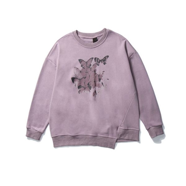 

sweatshirts men crew neck irregular hem sweatshirt streetwear clothing, Black
