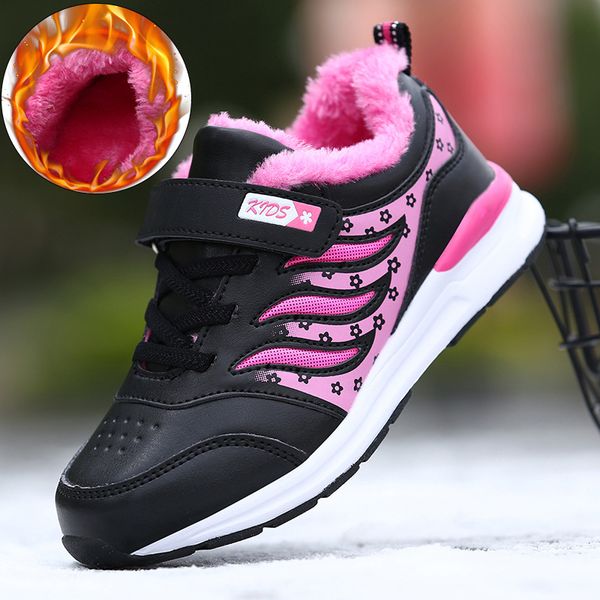 

winter children shoes kids sneakers running shoes waterproof non-slip fur warm trainers sport pink girls chaussure enfant