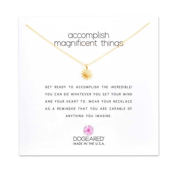 

with card cute necklace with sunshine pendant (accomplish magnificent things), silver and gold color, and