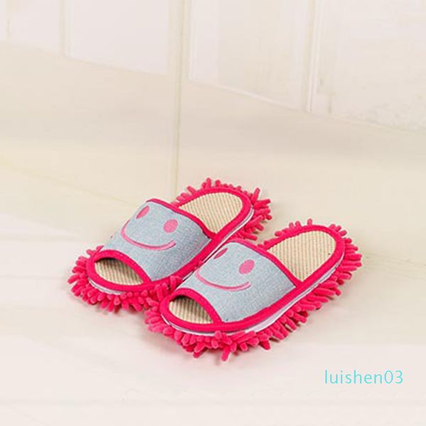 

wholesale-cotton smile pattern slippers multifunctional lazy clean mop slippers home shoes l03, Black