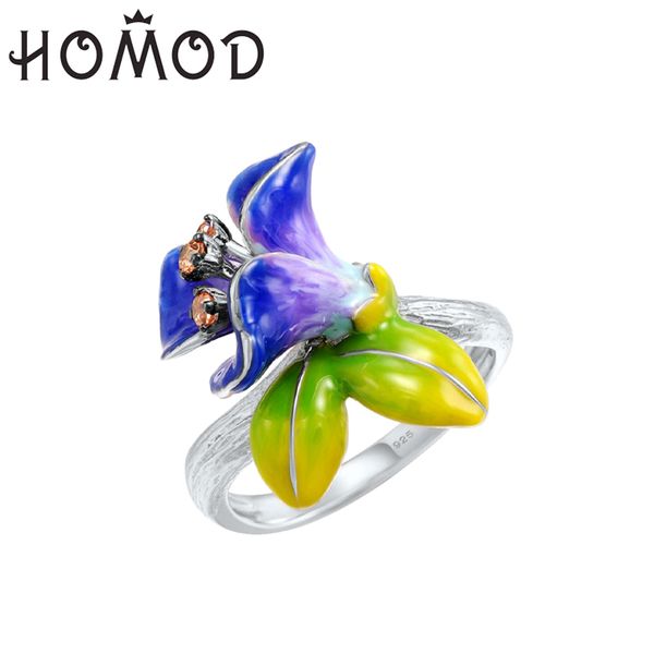 

homod silver enamel color women ring female flower cloisonne silk craft silver jewelry, Slivery;golden