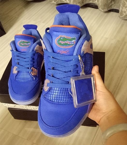 

4 высокое качество флорида порошок замша баскетбол обувь мужчин s аллигаторов пэ синий unc для спорта на открытом воздухе кроссовки открытый