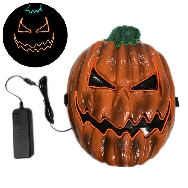 

halloween scary glowing pumpkin mask cosplay led costume mask el wire light up for festival party,dance ball, rave cosplay