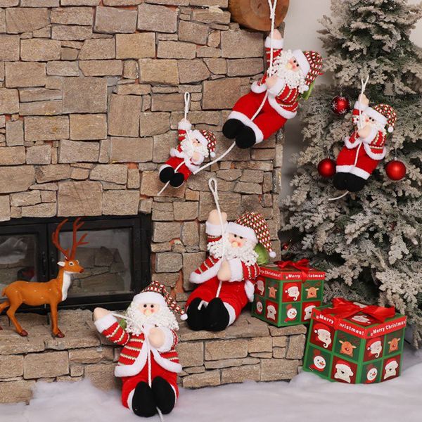 

рождественские елки висячие куклы рождество ткань кукла подвеска xmas санта-клаус восхождение на веревочной лестнице дома украшение партии