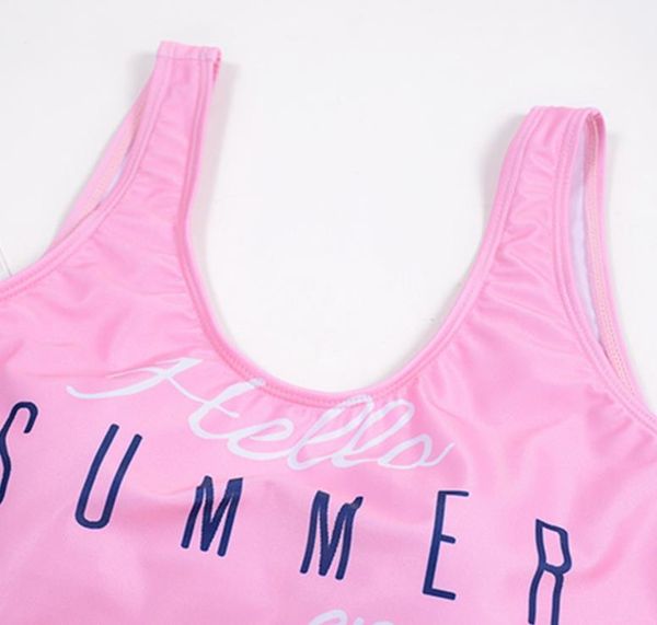 

letter printed women one piece pink lolita style bikini skinny swimwear bathing suit fashion summer, White;black