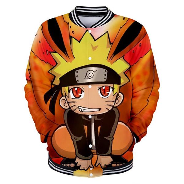 

spring anime naruto baseball jacket coat casual sweatshirt button up shirt for men women kids clothes clothing winter, Black