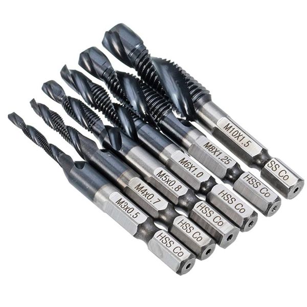 

hrc89 m3-m10 combination drill tap bit set tialn coated deburr countersink bits for woodworking metal hole diy punching tools