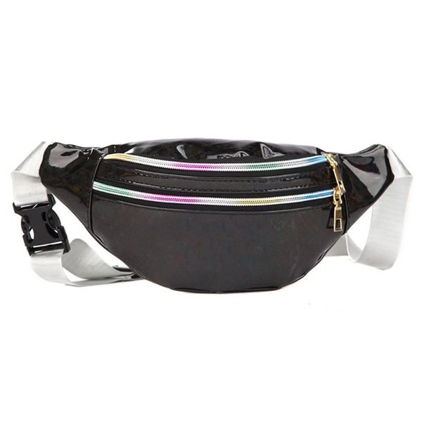 

waist bags shiny sequins pack zipper chest bag adjustable belt pocket crossbody