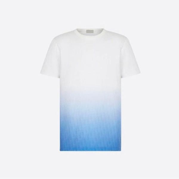 

20ss jacquard sky blue gradient printing tee short sleeve shirts fashion cotton mens women couple designer t-shirts hfxhtx177, White;black