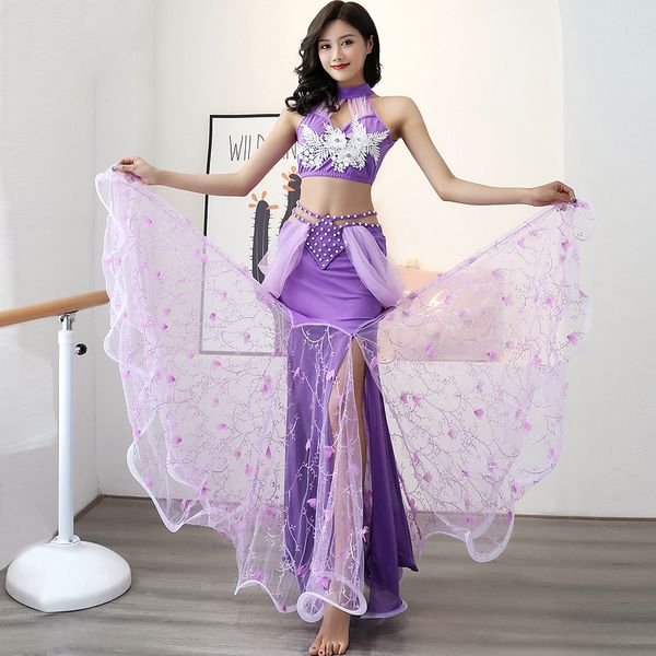 

2019 танец живота шоу костюмы женский сексуальный восточный танец конкурс производительности одежда фея большие качели длинная юбка dql2662, Black;red