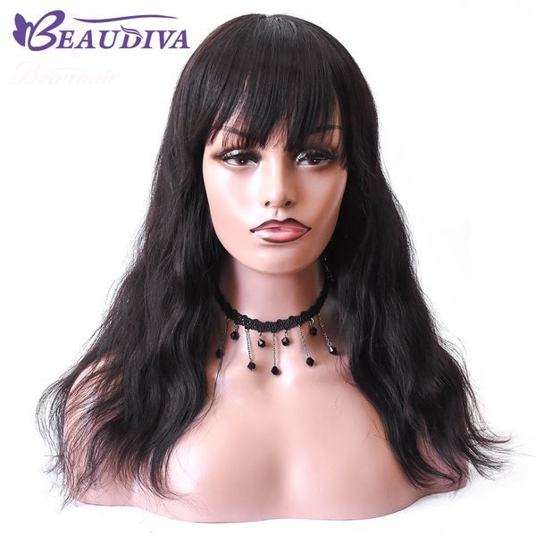 

beaudiva body wave pre plucked with baby hair peruvian remy human hair full lace front wigs for black women, Black;brown
