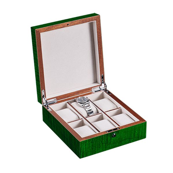 

new green color wood storage cases piano baking paint high light watch display cases quality watch box wb0182-212, Black;blue